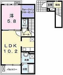 メゾンドサンセールA 1LDKの間取図画像