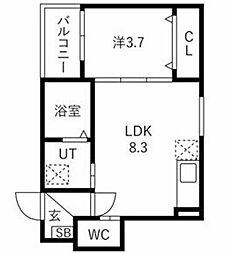 ルアナテラス38 1LDKの間取図画像