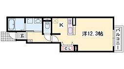 シルバーライニングA 1Kの間取図画像