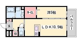 メゾン・ド・クルー 1LDKの間取図画像