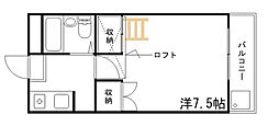 城北ハイツ 1Kの間取図画像