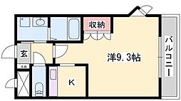 ツインズコート相生壱番館 1Kの間取図画像