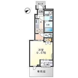グランドコート飾西 1Kの間取図画像