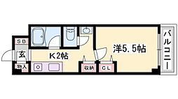 シティヒルズ2 1Kの間取図画像