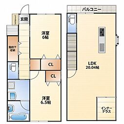 相生市陸本町アパート 2LDKの間取図画像