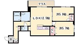 カーサグラスA 2LDKの間取図画像