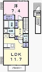 カーサエレガンテ1 1LDKの間取図画像