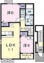 フェリア香寺 2LDKの間取図画像
