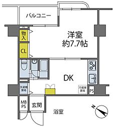 シティハイツ三ノ輪 12階1DKの間取り