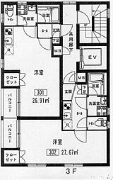 カルロ四谷 ワンルームの間取図画像