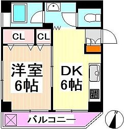 北村ハイツ 1DKの間取図画像