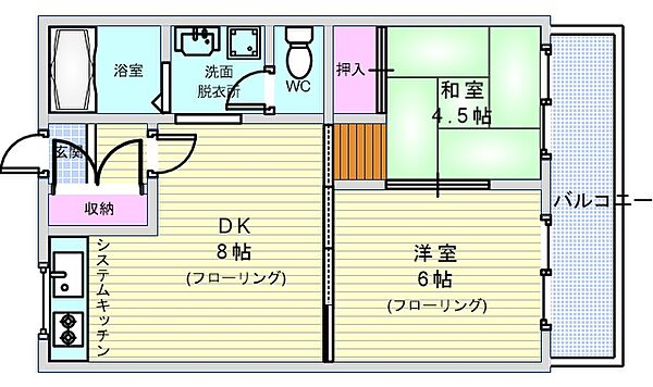 フェニックス豊中II 302｜大阪府豊中市箕輪2丁目(賃貸マンション2DK・3階・39.05㎡)の写真 その2