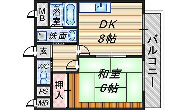 ネオ服部 305｜大阪府豊中市服部本町1丁目(賃貸マンション1DK・3階・37.17㎡)の写真 その2