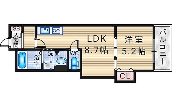 クリエオーレ箕輪 303｜大阪府豊中市箕輪2丁目(賃貸アパート1LDK・3階・33.30㎡)の写真 その2