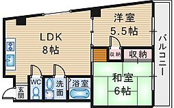 エレガンス穂積5号館 1階2LDKの間取り