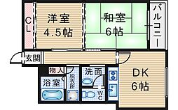 フェザー豊中マンション 2DKの間取図画像