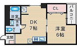フェザー豊中マンション 1DKの間取図画像