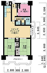 UR都市機構金田一丁目第二団地2号棟 3LDKの間取図画像