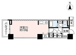 UR都市機構リバーハープタワー南千住2号棟 1Kの間取図画像