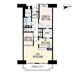 UR都市機構フレーシェル王子神谷1号棟 1LDKの間取図画像