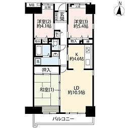 UR都市機構アーバンライフ東新小岩4号棟 3LDKの間取図画像