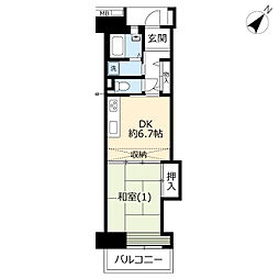 UR都市機構アーバンライフ東新小岩5号棟 1DKの間取図画像