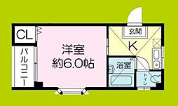 フローラルステージ同心町 1Kの間取図画像