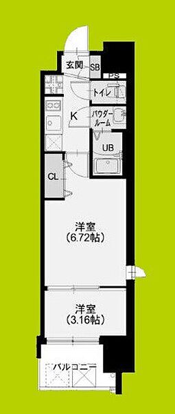 スプランディッド荒本駅前DUE ｜大阪府東大阪市横枕西(賃貸マンション2K・11階・27.61㎡)の写真 その2