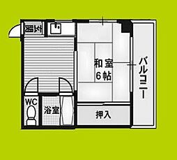 清水谷喜多ビル 3階1DKの間取り