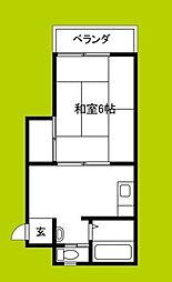 ハイム中島 4階1DKの間取り