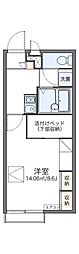 レオパレスリゲル 2階1Kの間取り