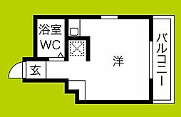 アベニール88 6階ワンルームの間取り
