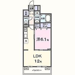 Garden　浜プラス 2階1LDKの間取り