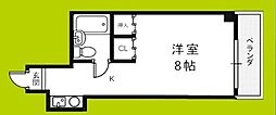 ユニオンハイツ 4階1Kの間取り