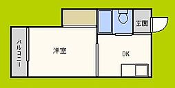 ニューライフ赤坂 3階1DKの間取り