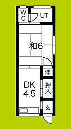 マンション東雲　1階西側 1階1DKの間取り