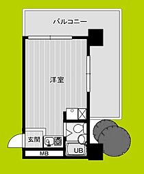 ノバカネイチ与力町 1階ワンルームの間取り