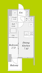 セレニテ日本橋エクラ 12階1DKの間取り