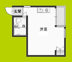 ビアリッツ中村 5階ワンルームの間取り