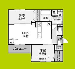 D-residence高槻市下田部B 2LDKの間取図画像