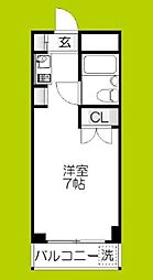 フローラーハイツわだ 1階ワンルームの間取り
