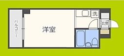 グリーンハイツII 4階ワンルームの間取り