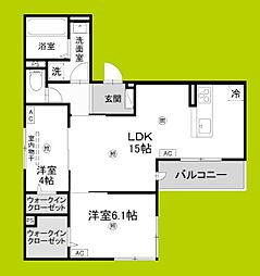 （仮称）D-ROOM橋波東之町　西棟 3階2LDKの間取り