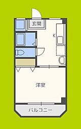 双輪建物第八コーポ 2階1Kの間取り