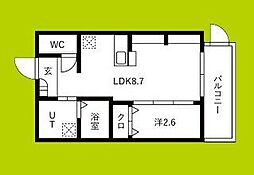 ジーイーオンズ 1階1LDKの間取り