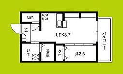 ジーイーオンズ 3階1LDKの間取り