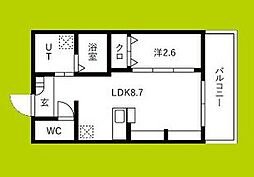 ジーイーオンズ 3階1LDKの間取り