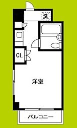 デ・リード塚本 4階ワンルームの間取り