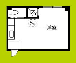 ロイヤルハイツ今里 2階ワンルームの間取り