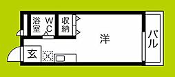 グリシーヌ壱番館 2階ワンルームの間取り